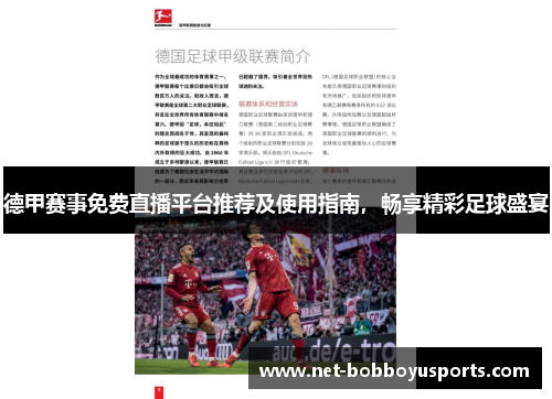 德甲赛事免费直播平台推荐及使用指南，畅享精彩足球盛宴
