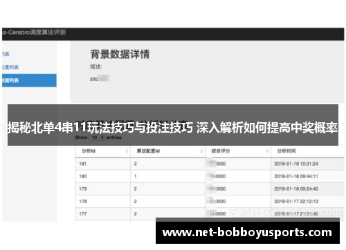 揭秘北单4串11玩法技巧与投注技巧 深入解析如何提高中奖概率